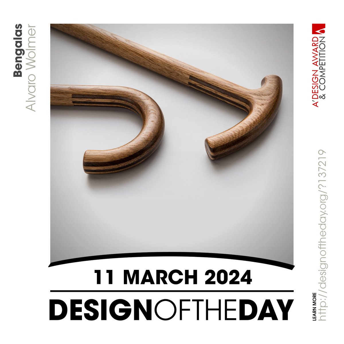 Congrats to Alvaro Wolmer, the creator behind the Design of the Day of 11 March 2024 - Bengalas Walking Sticks. Check out this great work now. We are currently featuring it at designoftheday.org/?137219 #adesignaward #adesigncompetition #designoftheday
