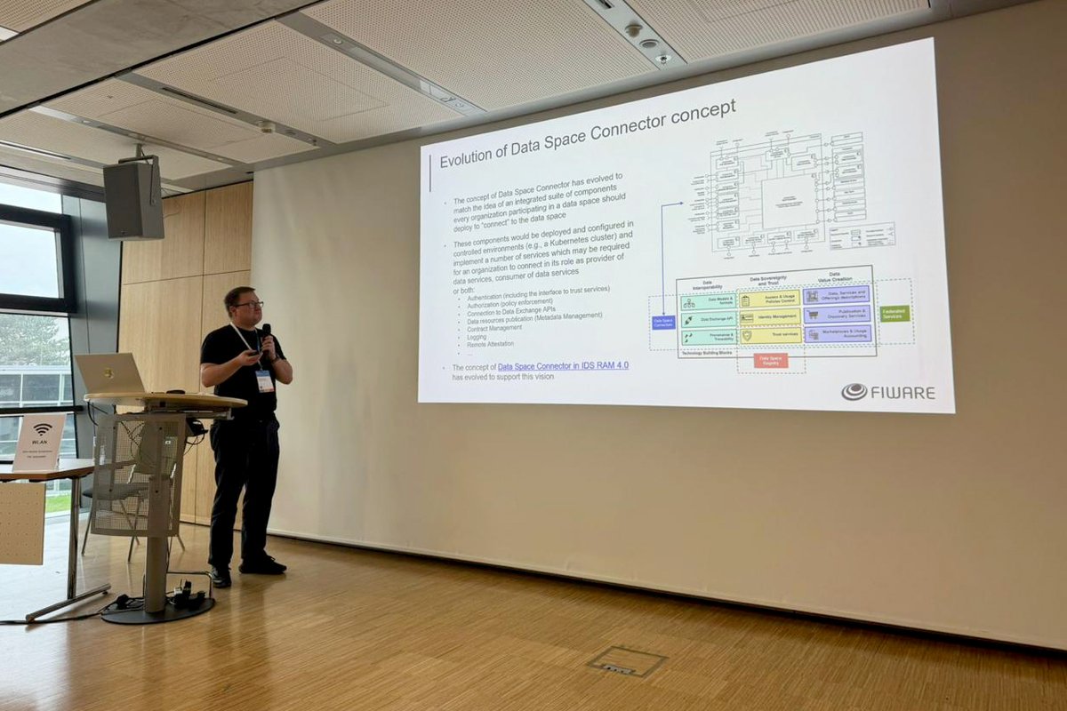 FIWARE's tweet photo. We’re proud to present the FIWARE Data Space Connector to a global audience! It is so exciting to see thought-leaders & global experts ready to learn more about the #DataSpaceConnector development, its values and benefits from Dr. Dennis Wendland, FIWARE Tech Lead & Architect. https://t.co/yvPBGCdCRY