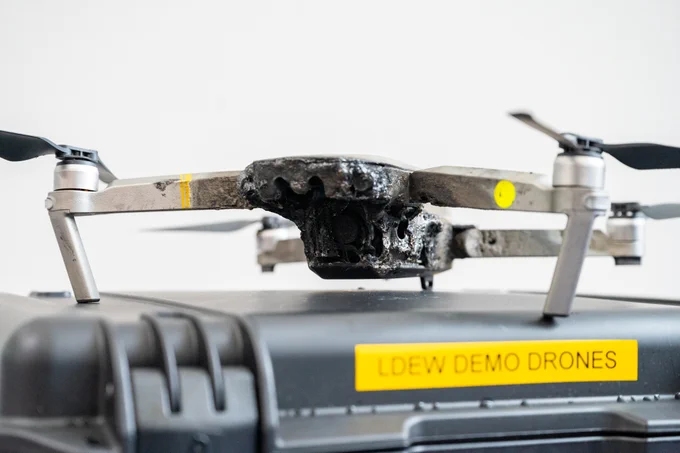 Laser-damaged drone