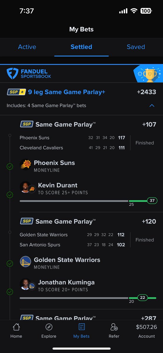 DBULLDFS's tweet photo. Cashed my first parlay on #Fanduel 💰
#FanKings #NBA #Sportsbook #NC https://t.co/Mu9fy6oyWH