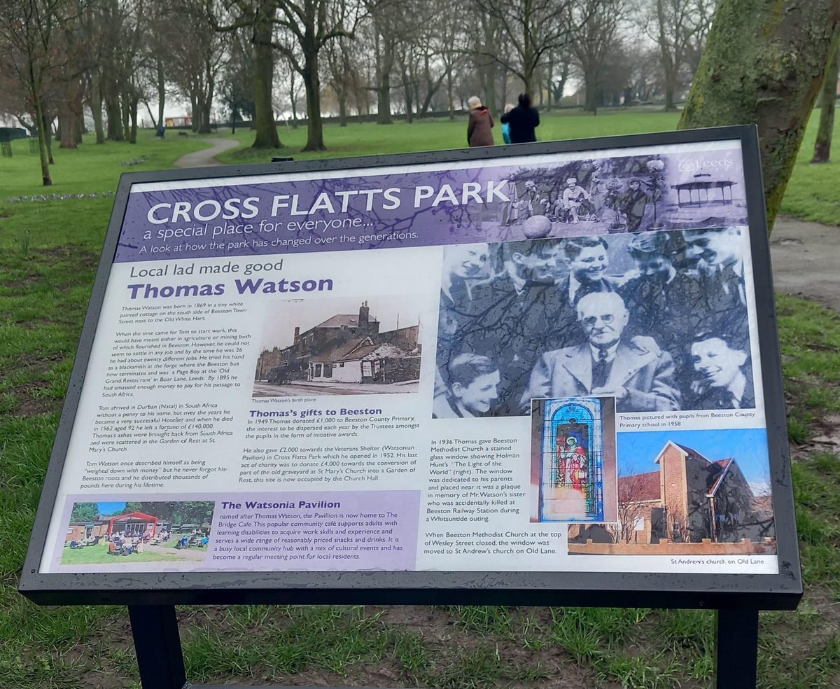 Nice to see the new lectren style heritage/ history information boards in Cross Flatts Park supported by both the wards , led by the Friends of Xflatts park and Beeston in Bloom. #Leeds