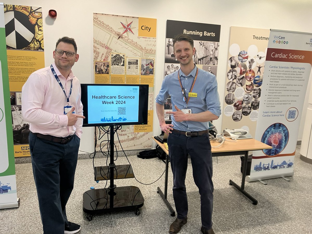 Kicking off our #HealthcareScienceWeek2024 with a stall at Barts Heart Centre, chatting to staff and patients about our careers and work! #BartsHealth.