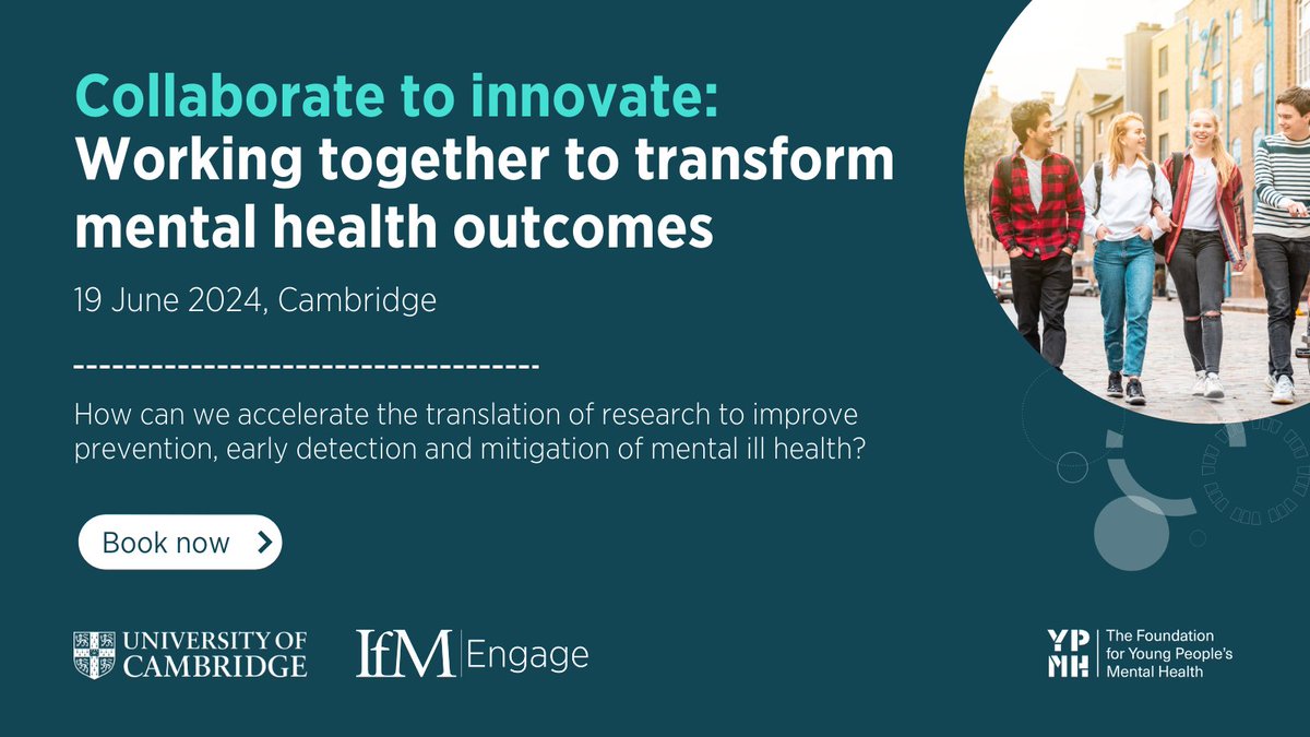 🧠 Do you want to help improve how we prevent and treat #mentalillness? Book your place for Collaborate to #innovate: Working together to transform #mentalhealth outcomes 👉 bit.ly/3Penhhd 🗓️ 19 June, 2024 📍 Cambridge #mentalhealthinnovation #innovation