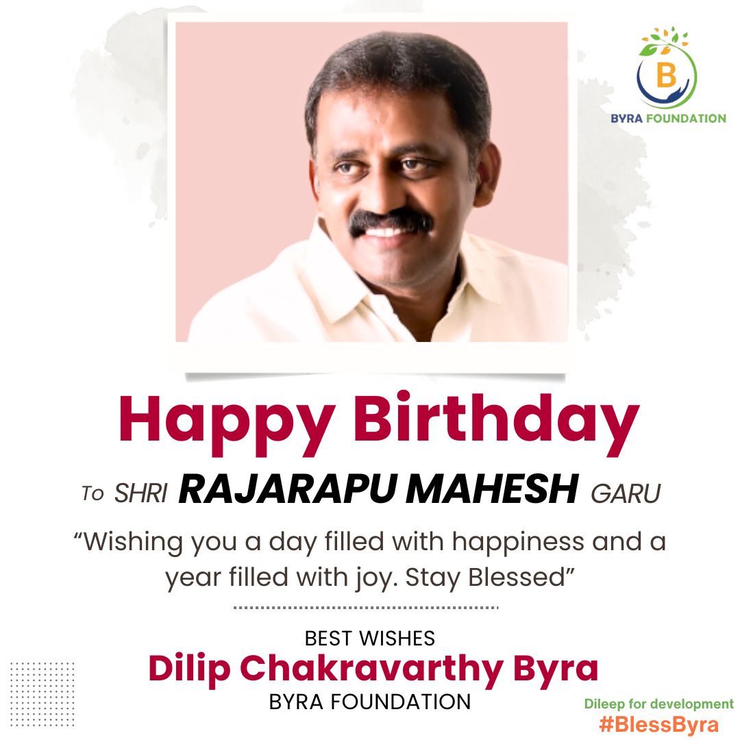 byradileep's tweet photo. రాజారపు గారికి జన్మదిన శుభాకాంక్షలు. 

#blessbyra #Byrafoundation #byradileep #byradileepchakravarthy #happybirthday #birthday #AnakapalleMP #ANAKAPALLI https://t.co/Ujg6yeY6mW