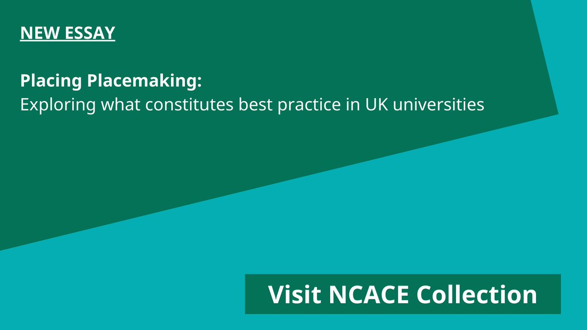 Placing Placemaking: Exploring what constitutes best practice in UK universities Our new paper authored by @caracourage has UK Higher Education Institutions and placemaking practice in its focus. Read here: ncace.ac.uk/wp-content/upl… NCACE Collection: ncace.ac.uk/collection/col…