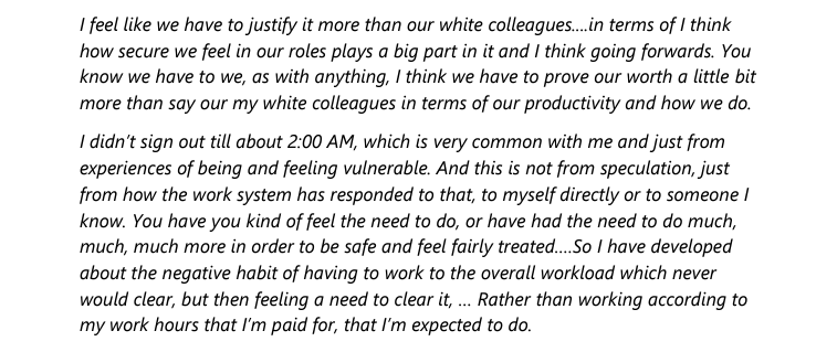 HeejungChung's tweet photo. We found that BAME workers especially found that their homeworking was viewed with suspecion as #FlexibilityStigma intersected with #RacialBias against their work capacity, making them especially suseptable to #FlexibilityParadox 5/🧵 https://t.co/SfqwGpurof