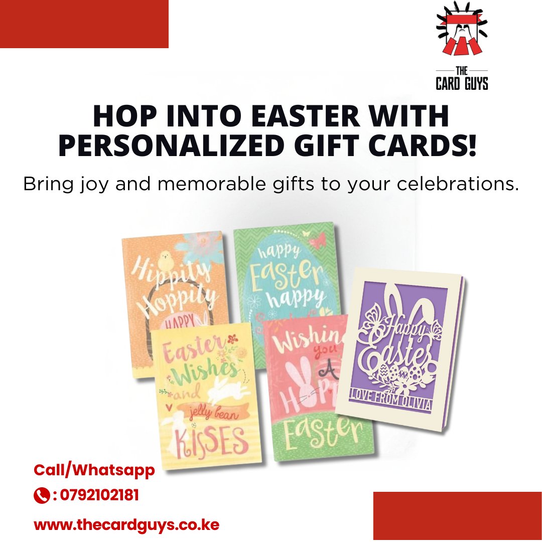 TheCardGuysKE's tweet photo. Hop into Easter with personalized gift cards! 🐰
Our printing services bring joy to your celebrations. Create memorable gifts that everyone will cherish. 🎁
#EasterGiftCards #PrintServices #thecardguys https://t.co/03GHVwStBb