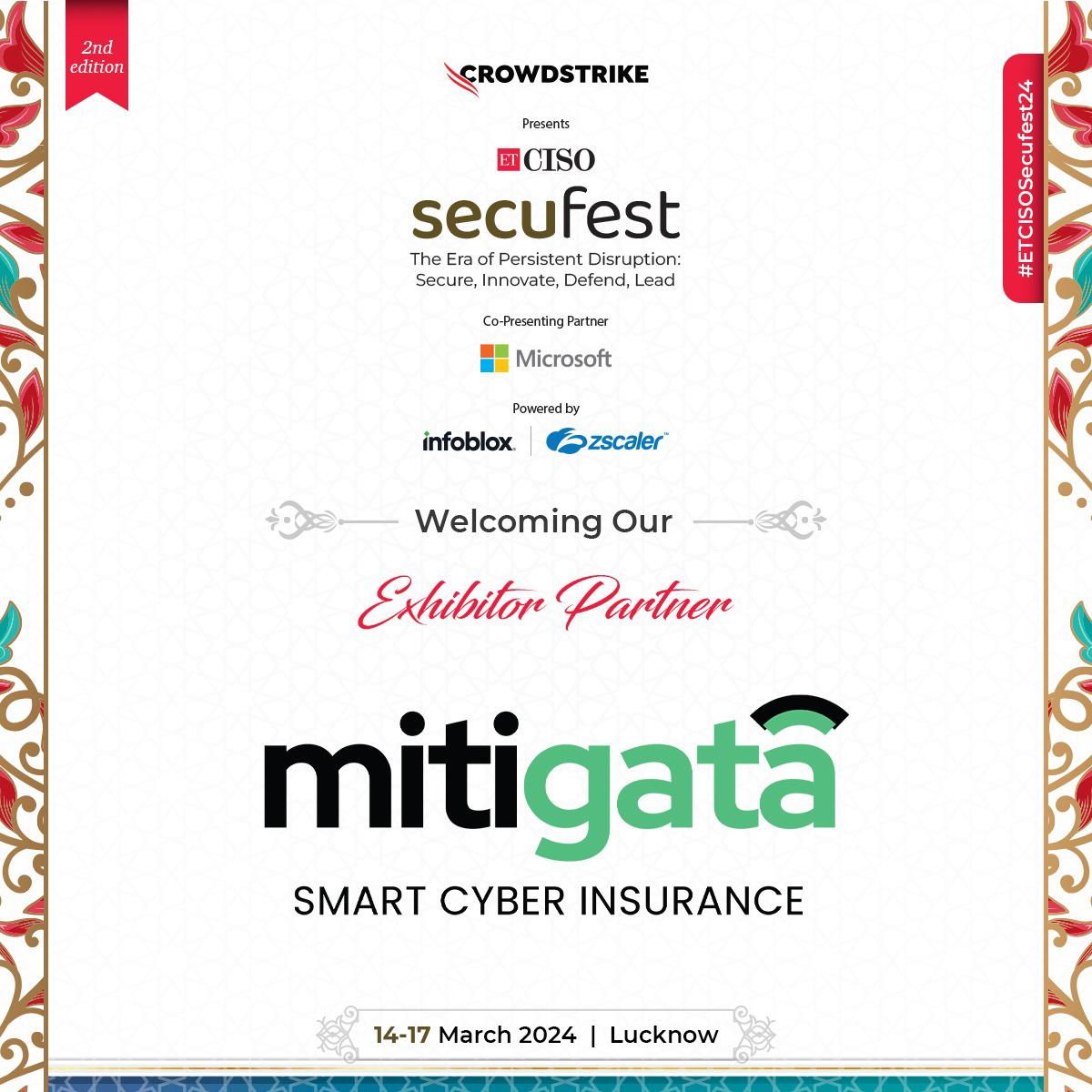 🌟 Welcome aboard, <a href="/mitigata/">Mitigata</a>! 🛡️ 

We're thrilled to have you as our Exhibitor partner at ETCISO Secufest 2024 in Lucknow.

Know  more- zurl.co/Sy3q

#ETCISO #ETCISOSecufest24 #CyberLeaders #CysecuritySummit #CybersecLeaders #ResidentialSummit #Lucknow #CityOfNawabs