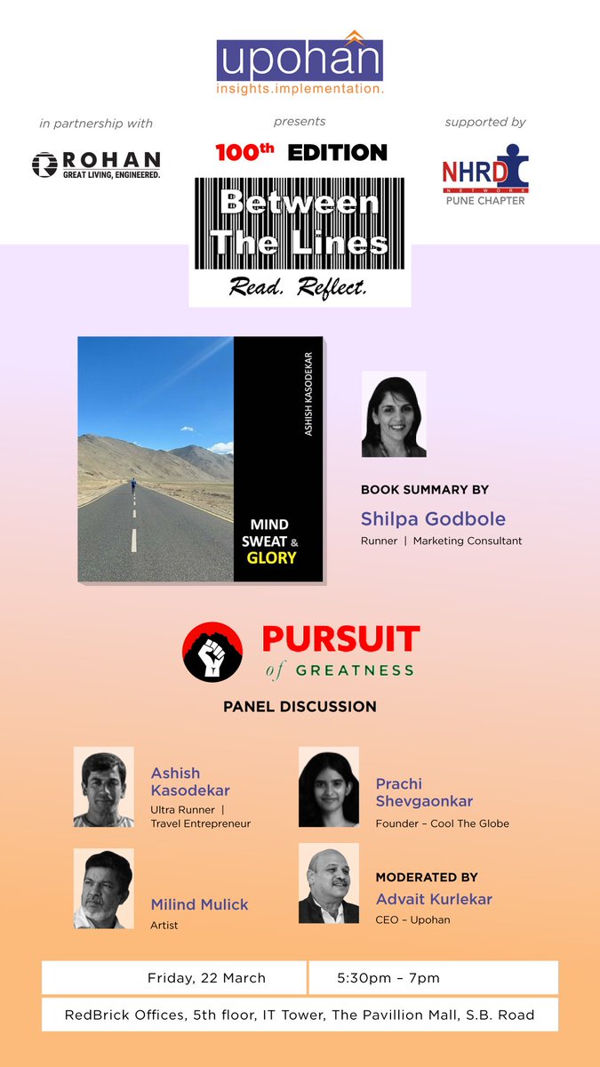 To understand and learn how people in different walks of life have summited Mount Greatness, register and attend our #betweenthelines session on March 23rd. It's our #100th. Register here: forms.gle/DsPYm5Yb6tbw3e… @AshishKasodekar @MilindMulick @PrachiShe @godbole_shilpa