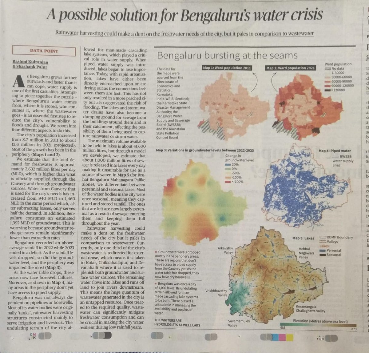 Excited to share our data story on Bengaluru's current water situation and the possible solutions which got published in <a href="/the_hindu/">The Hindu</a>.