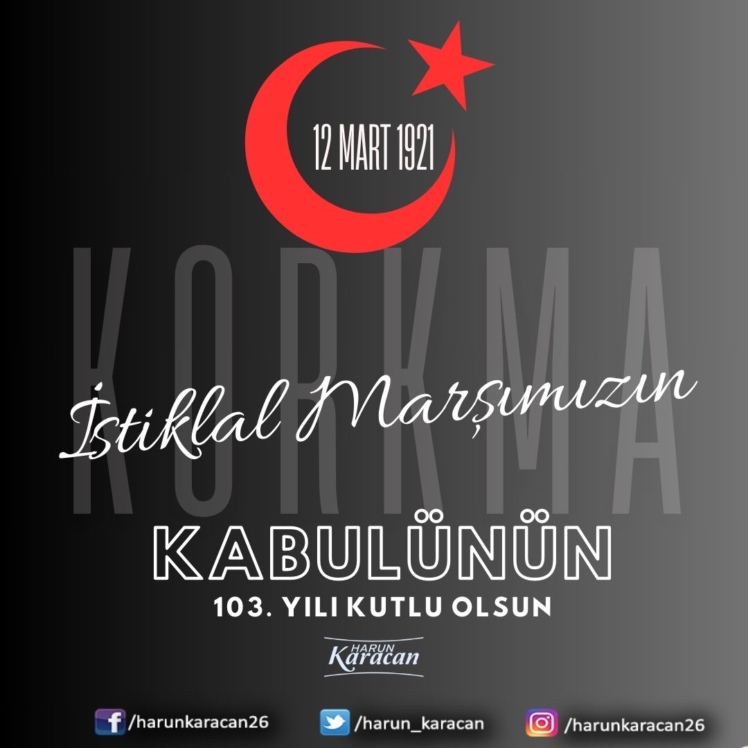 Allah, bu millete bir daha #İstiklâlMarşı yazdırmasın! İstiklâl Marşı'mızın kabulünün 103. yıl dönümünü kutluyor, milli şairimiz Mehmet Akif Ersoy'u saygı ve rahmetle anıyorum.