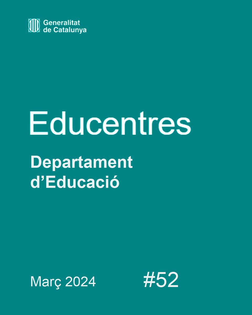 Ja podeu consultar l'#Educentres del març. Hi trobareu informació sobre novetats, eines de gestió de centres educatius i recursos del Departament d'Educació. Consulteu-lo! 🔗 gen.cat/48TAToS