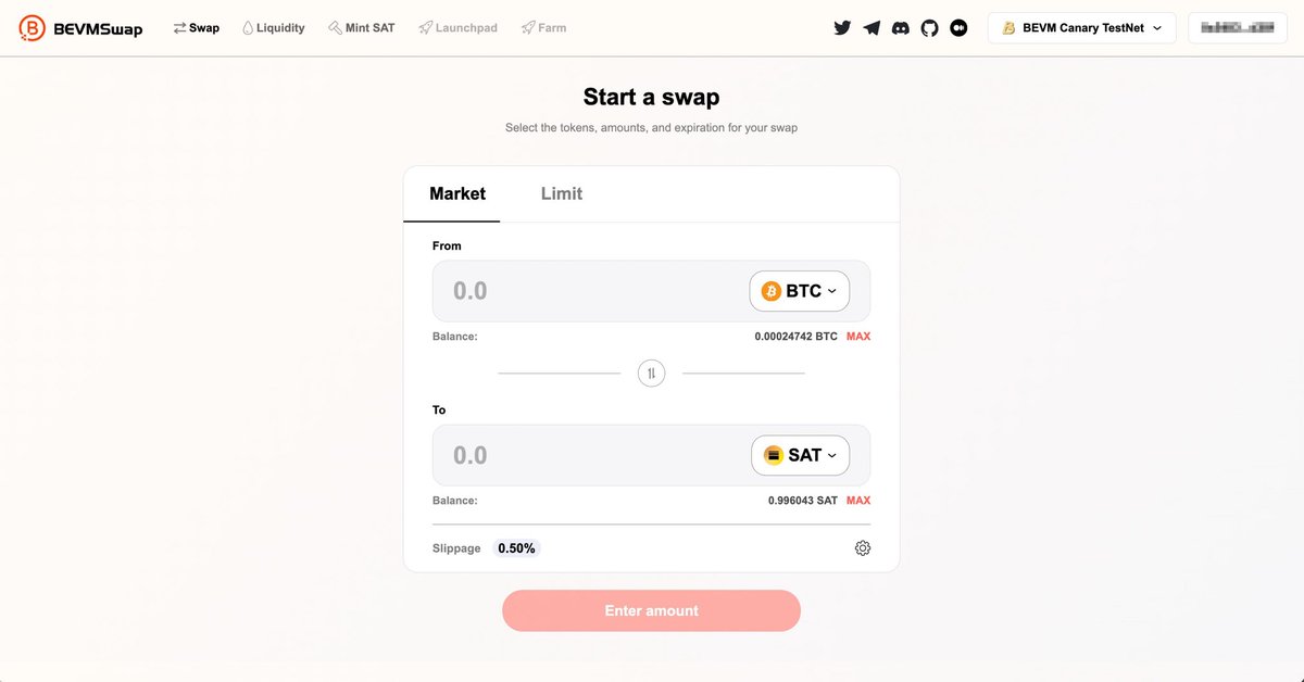 🚀We are thrilled to announce that #Bevmswap Test-net Pre-launch.
Visit：bevmswap-v1.vercel.app/swap?inputCurr… for more details.
There will be an opportunity to receive our generous points rewards after the Test-net ends.
Get faucet on discord.gg/gRJ72RcrNK in the #faucet channel.@Btclayer2