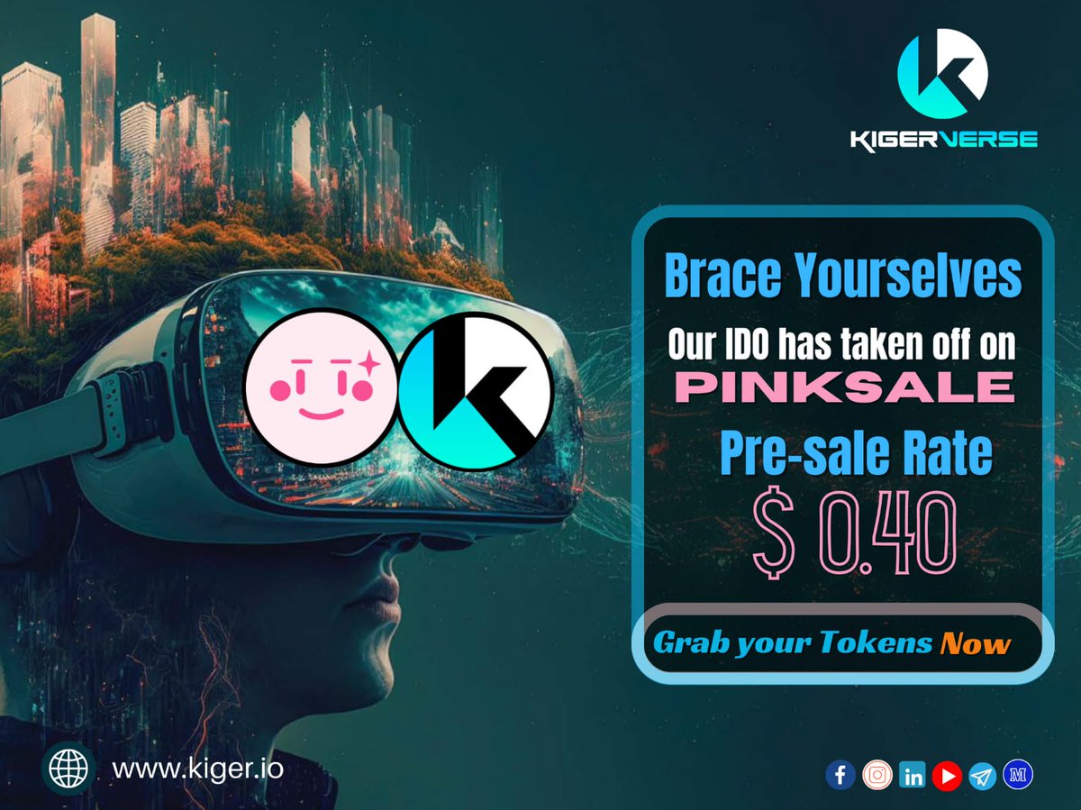 KigerVerse's tweet photo. Brace Yourselves 🤩🤩
💥💥Our IDO has taken off on https://t.co/JPNspaa94v
🔥Pre-sale Rate $0.40 
Grab your Tokens Now !!🏃🏃 
#kigerverse #kigertoken #token #PinkSale #pinksalefinance #pinkswap #TokenLaunch #decentralized https://t.co/hkOnwg4Si7