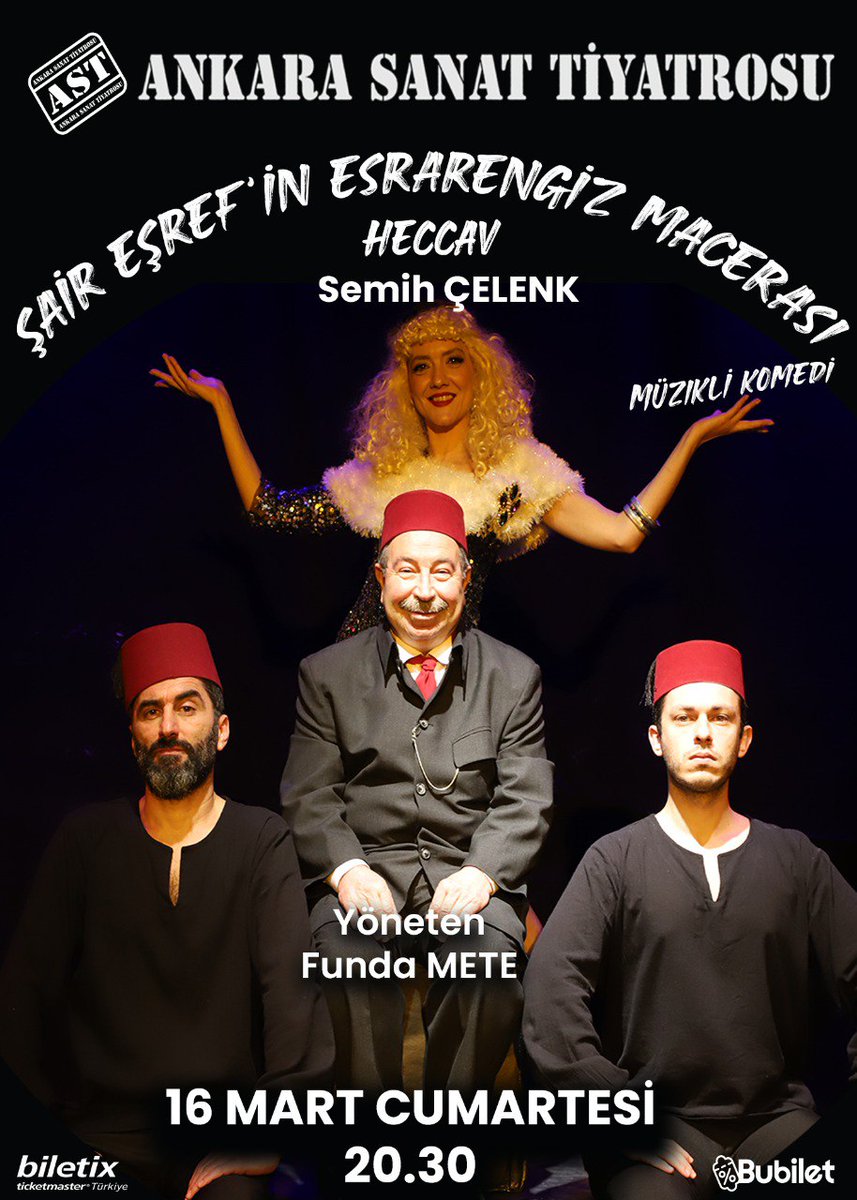 🎭 Heccav yahut ŞAİR EŞREF'İN ESRARENGİZ MACERASI🎭 📌Her dönemde farklı biçimlerde kaynatılan ve tüm muhaliflerin atıldığı cadı kazanını anlatan 'Heccav yahut ŞAİR EŞREF'İN ESRARENGİZ MACERASI' AST Bilkent Sahne'de. 📅 16 Mart Cumartesi ⏰ 20.30 🎟bubilet.com.tr/ankara/etkinli…