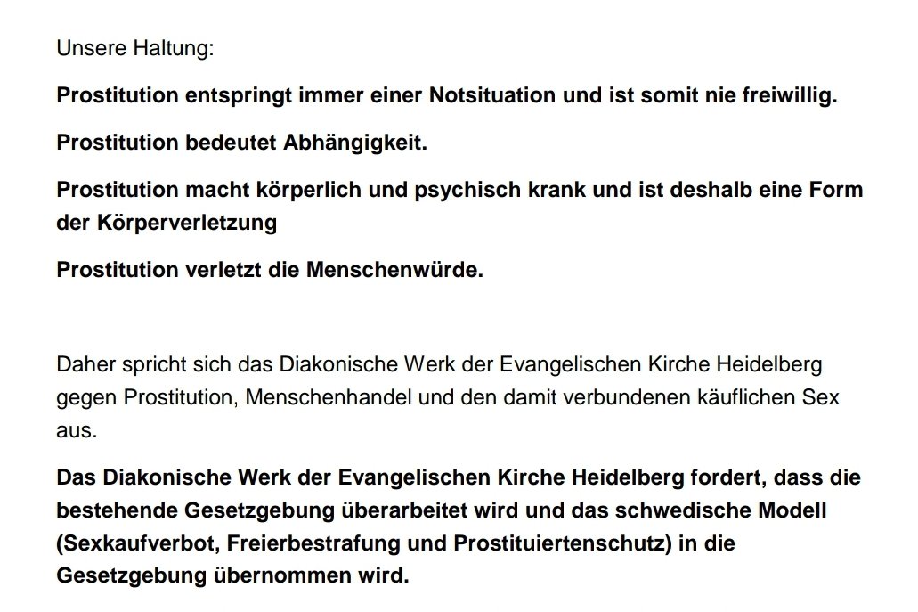 Wann steuert die Evangelische Kirche @EKD + @diakonie gegen #Sexarbeitsfeindlichkeit in den eigenen Reihen?
Seit geraumer Zeit kippen die Diakonischen Werke (DW Berlin-Brndbrg, Heidelberg, Mannheim) um + fordern ein 'Sexkaufverbot'. Die kruden Begründungen v. DW Heidelberg: 
🔽