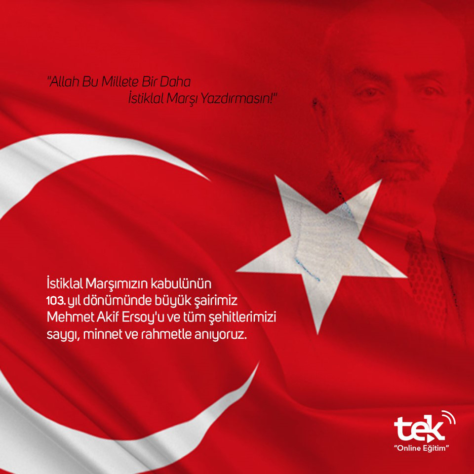 Tekuzem's tweet photo. İstiklal Marşı'mızın 103. yılı kutlu olsun!🇹🇷🇹🇷🇹🇷 'İstiklal' bu millet için her şeye bedeldir! İstiklal uğruna can veren kahraman şehitlerimizi ve milli şairimiz Mehmet Akif Ersoy'u saygı ve minnetle anıyoruz🇹🇷 https://t.co/sALARYcS7w