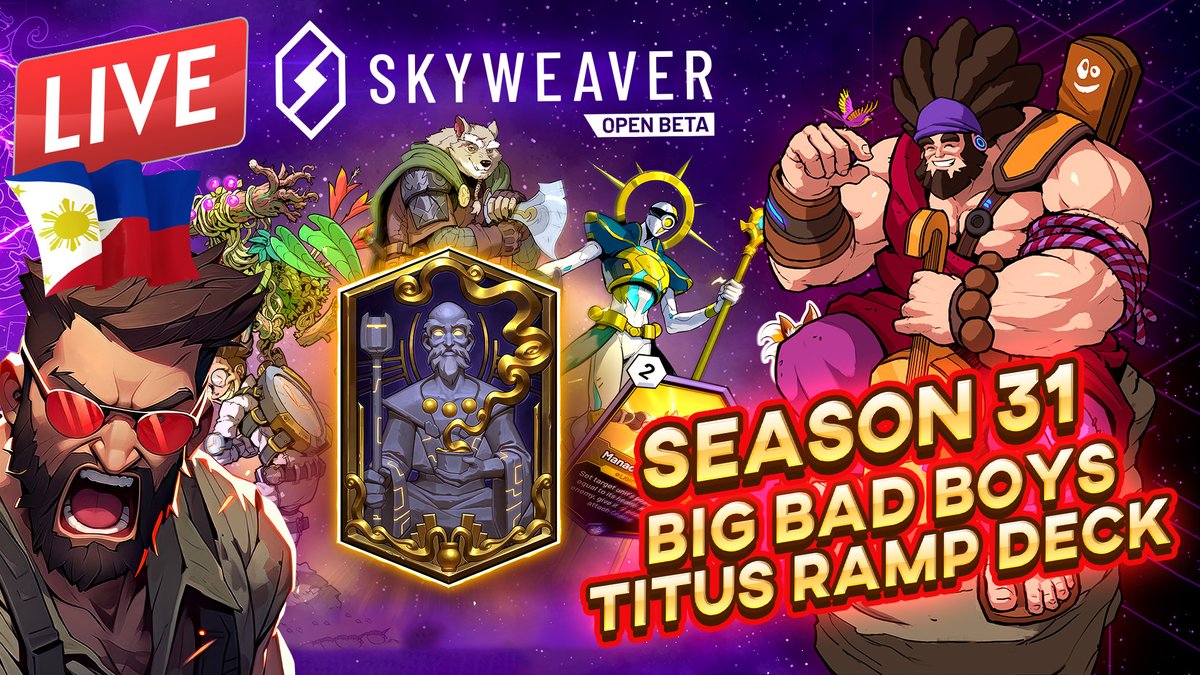 🔴LIVE Tonight! Season 31 Card GIVEAWAYS! 🎉🎉🎉 Let's play some @SkyweaverGame using the BIG BAD BOYS Titus Ramp Deck

⚡CHECK OUT Link Below!  #web3games #NFTGiveaways #skyweaver