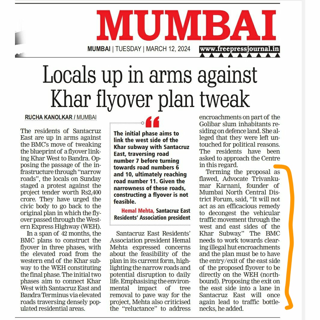 Suspend tender for Khar subway flyover, demand residents; reports @RuchaKanolkar15 @fpjindia freepressjournal.in/mumbai/mumbai-…