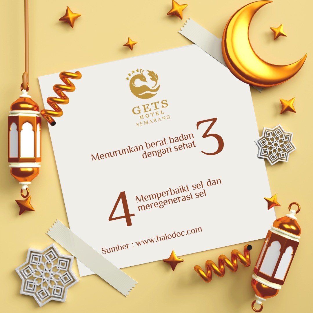 Puasa tidak hanya tentang menahan makan, tapi juga membuka kesadaran akan kesehatan. Berikut manfaat puasa bagi tubuh kita 💚

More Info &amp; Reservation :
WA (024) 86400 500 

#puasa #bukber #hotelsemarang #getshotelsemarang #bukapuasa #jalanjalan #hidupsehat