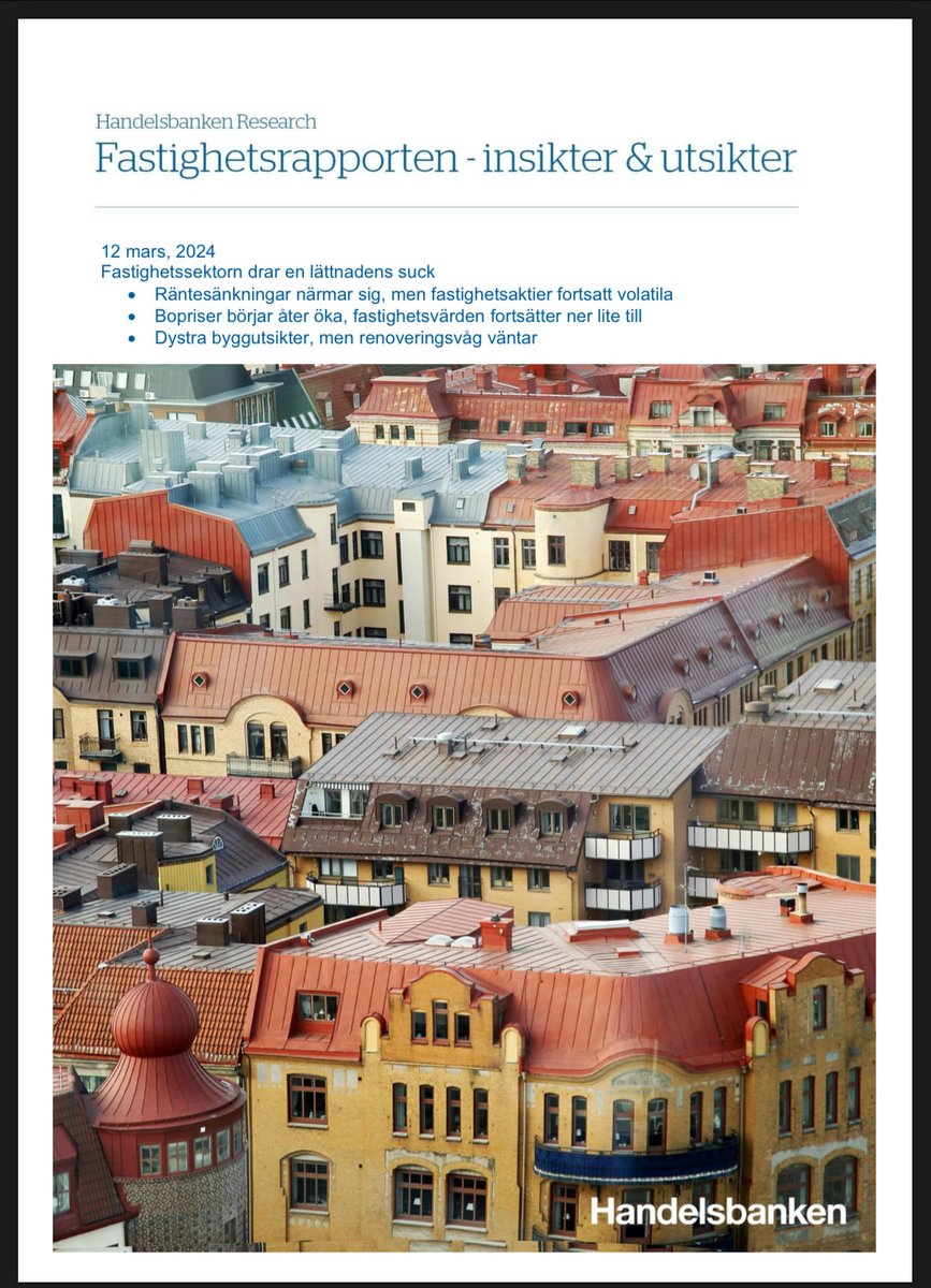 Ny fastighetsrapport publicerad! Denna gång med rubrik ”Fastighetssektorn drar en lättnadens suck”. 

• Räntesänkningar närmar sig, men fastighetsaktier fortsatt volatila
• Bopriser börjar åter öka, fastighetsvärden fortsätter ner lite till
• Dystra byggutsikter, men