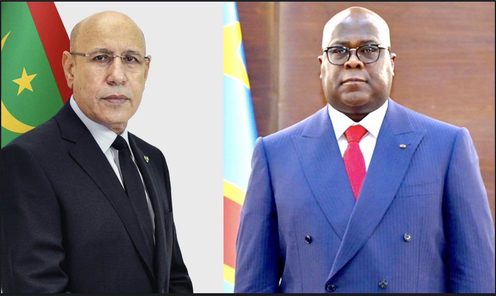 🌍🇨🇩: Par un entretien téléphonique,  #FélixTshisekedi a remercié le président en exercice de l' #UA le Mauritanien #Ghazouani pour l'accompagnement de l' #Unionafricaine aux efforts de paix en #RDC et pour l'endossement, par la Commission paix et sécurité de l'UA, de