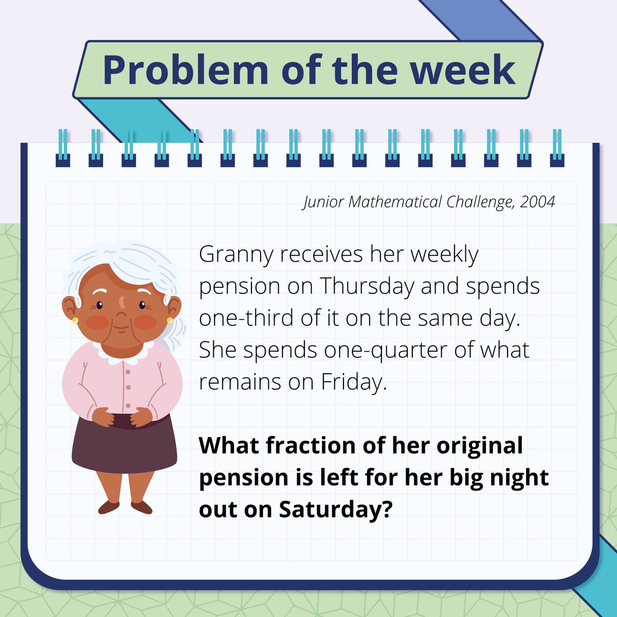 Problem of the Week 59!

Please do not comment the solution so others can work it out too. Instead, like this post or comment a thumbs up if you think you have the correct answer!

The solution will be posted in the comments on Thursday afternoon. 

#Problem #UKMT #Maths