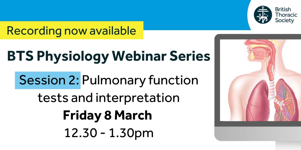 Recording now available! This BTS webinar was the second in a four-part series on Respiratory Physiology. This session focused on when you need full PFT and the key features in interpretation. Watch here: tinyurl.com/3f9tze9d