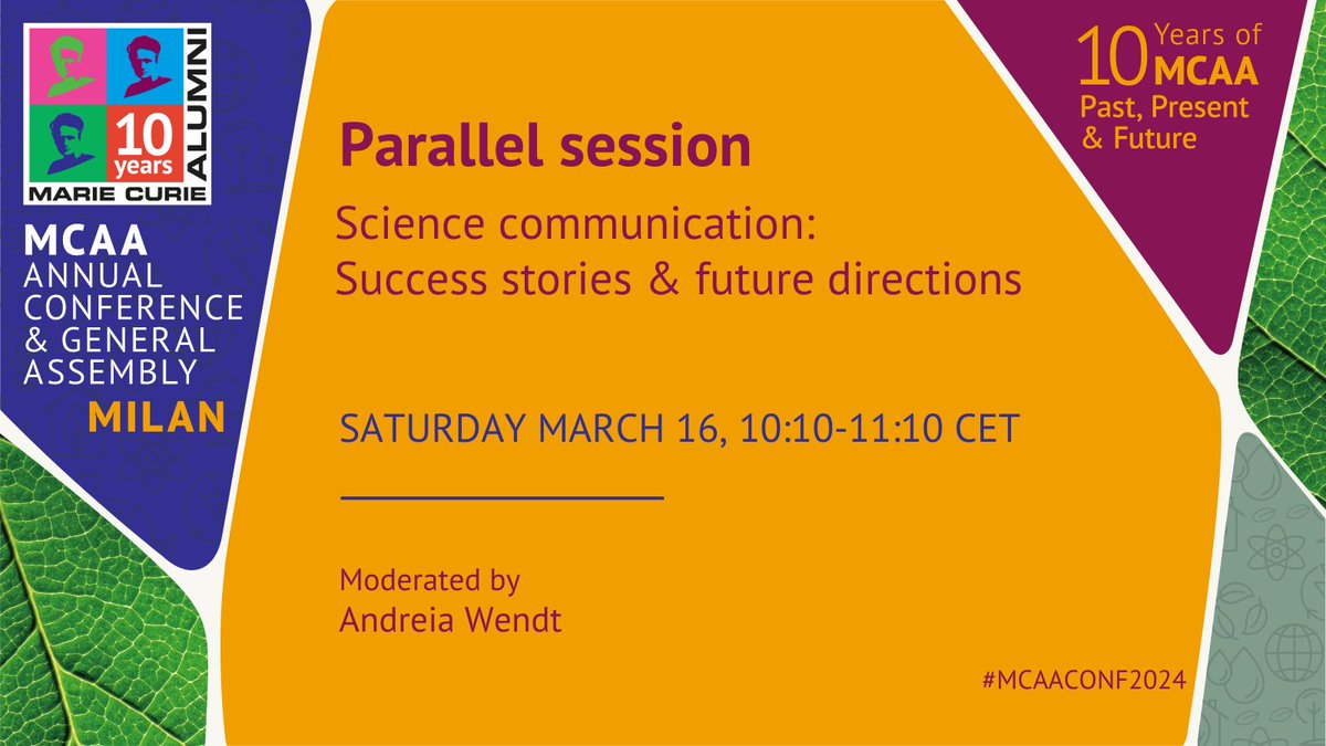 Marie Curie Alumni Association (MCAA) (@mariecurie_alum) on Twitter photo Where is the field of science communication headed?
In a session of our Annual Conference, <a href="/albuquerqueafrr/">Andreia Albuquerque Wendt (she/her)</a> is joined by <a href="/Scicling/">Alejandro Marin Menendez</a>, @SofJCortes, <a href="/JoanaLoA/">Joana Lobo Antunes🔬💬</a> & Alba Abad Fernandez who’ll share their experiences & thoughts about #scicomm! 💡 Where is the field of science communication headed?
In a session of our Annual Conference, <a href="/albuquerqueafrr/">Andreia Albuquerque Wendt (she/her)</a> is joined by <a href="/Scicling/">Alejandro Marin Menendez</a>, @SofJCortes, <a href="/JoanaLoA/">Joana Lobo Antunes🔬💬</a> & Alba Abad Fernandez who’ll share their experiences & thoughts about #scicomm! 💡