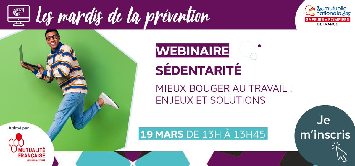 WEBINAIRE : Dans le cadre des mardis de la Prévention, La Mutualité Nouvelle Aquitaine vous invite le 19/03 de 13h à 13h45. Pour vous inscrire, c’est ici : nouvelle-aquitaine.mutualite.fr/evenements/les… #mutuelle #prevention