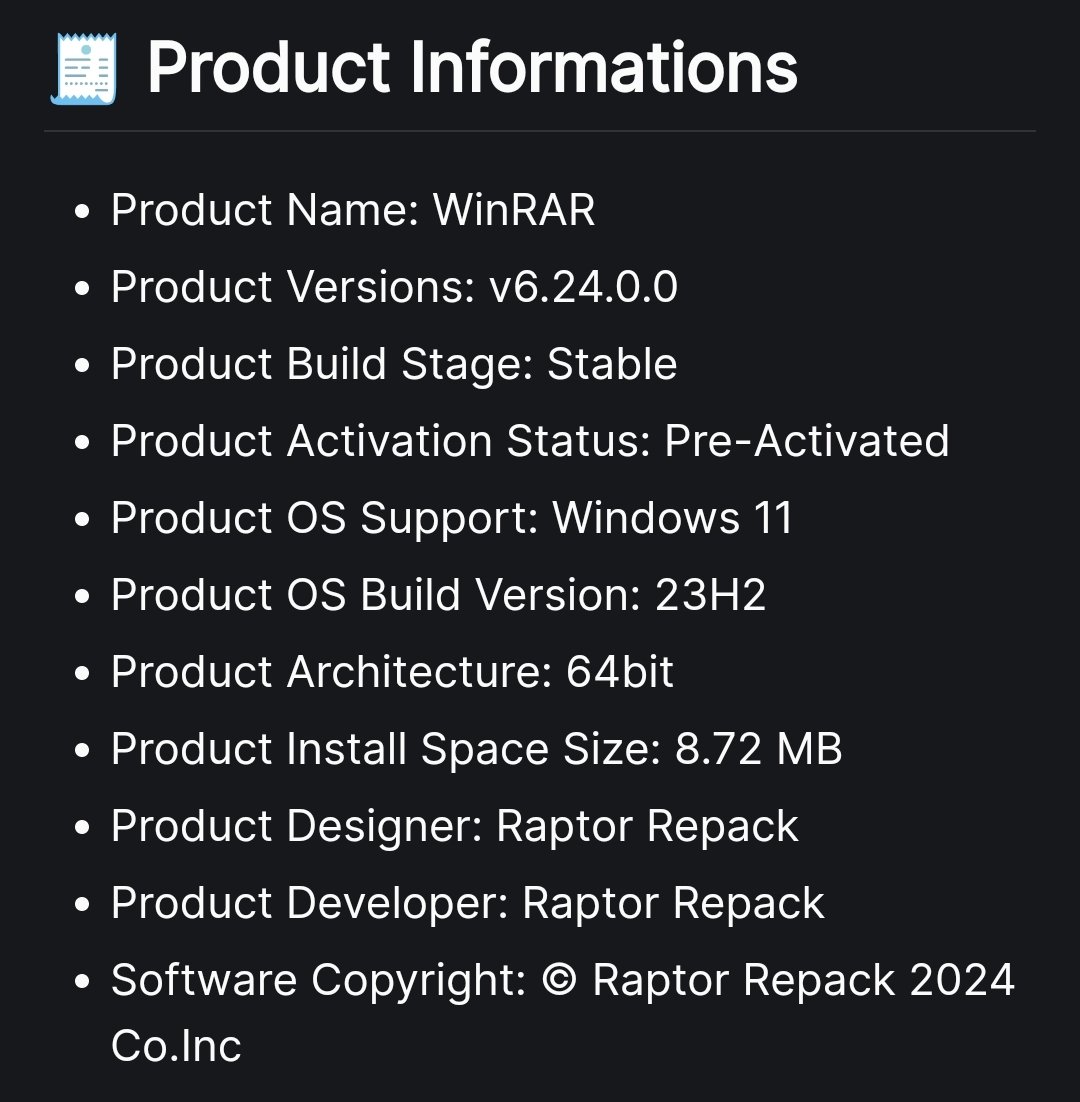 RaptorRepack's tweet image. WinRAR Repack Project Informations