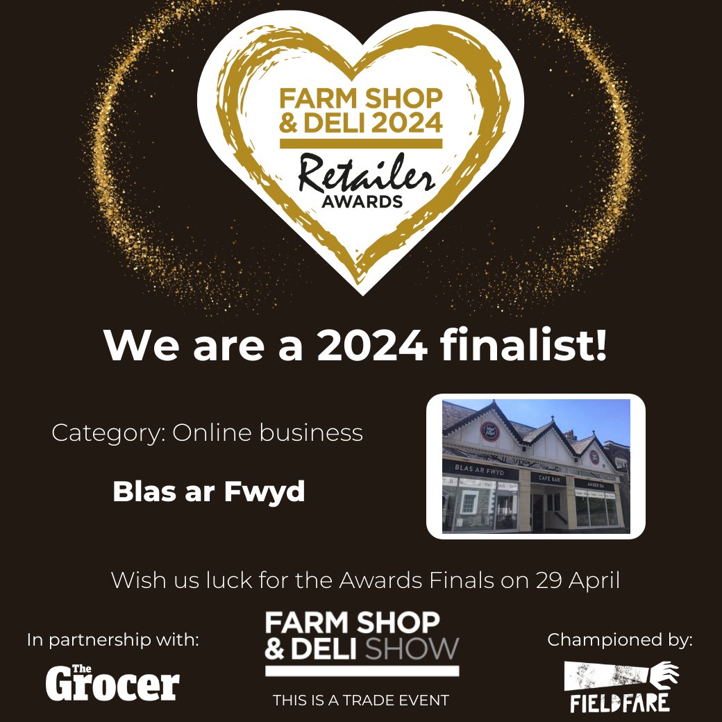 We are thrilled to be a finalist in the Farm Shop & Deli Retailer Awards 2024! Wish us luck for the Awards Finals on 29 April at the Farm Shop & Deli Show. #blasarfwyd #ysiopwin