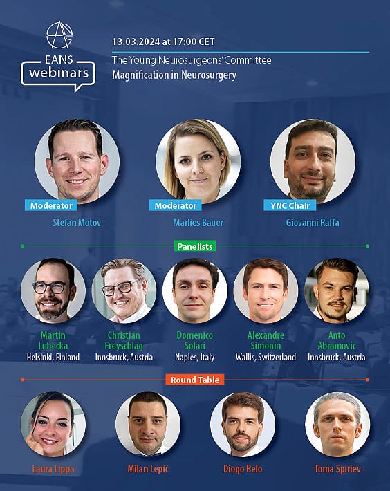 💻#WebinarAlert! Join us tomorrow at 17.00 CET for the #EANSWebinar on Magnification in Neurosurgery hosted by the EANS Young Neurosurgeons’ Committee.
Registration is FREE 🔗 bit.ly/3DRMQQ0
#EANSWebinar #EANSonline #WedWebinar #MedTwitter #YoungNeurosurgeons #yns