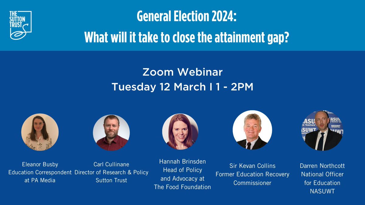 🚨 Free webinar at 1PM🚨 What drives the gap in attainment between pupils? How can we close the gap between disadvantaged pupils and their wealthier peers? Today, our webinar will focus on the attainment gap. Hear from our expert panel at 1PM ⬇️ buff.ly/48rI3Rf