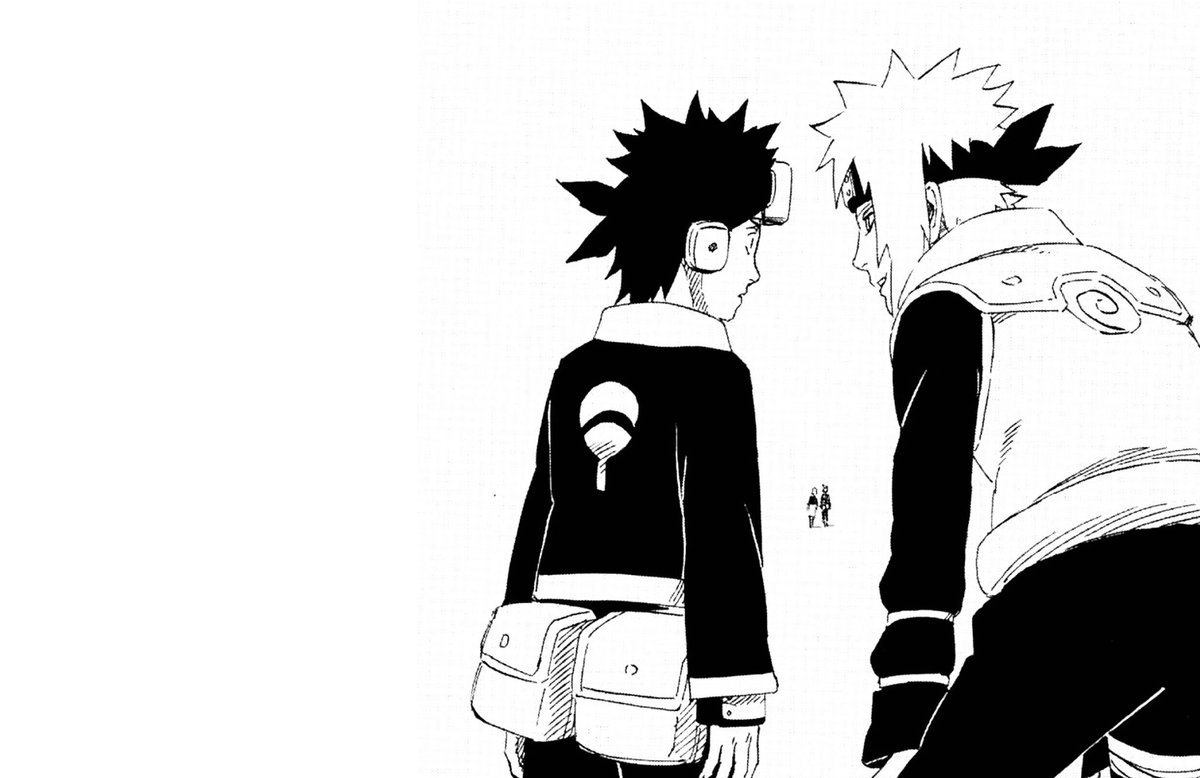 ⠀
⠀⠀⠀
⠀⠀⠀โอบิโตะหยุดฝีเท้า สายตาถอดมองไปยังเพื่อนร่วมทีม ที่กำลังเดินไปด้วยกัน 

⠀⠀⠀ ‘อย่ายอมแพ้ล่ะ’ 

⠀⠀⠀จู่ ๆ  อาจารย์ที่ตนเคารพ กลับเดินมายืนอยู่ข้างๆ ราวกับรู้ว่าในตอนนี้เขากำลังรู้สึกอะไรอยู่ 

⠀⠀⠀ ⠀ ‘พวกเราจะต้องเป็นโฮคาเงะให้ได้’
⠀⠀⠀
⠀⠀⠀