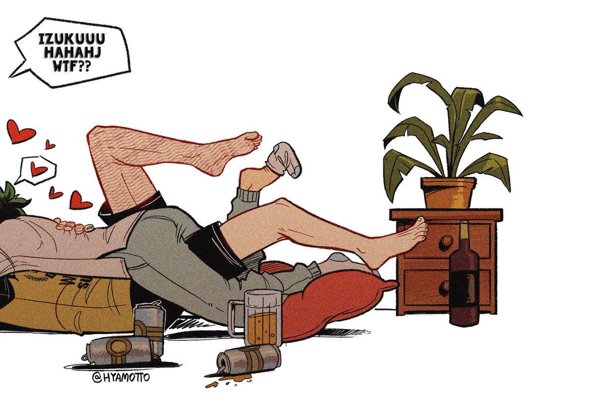 hyamotto's tweet photo. Izuku gets a bit clingy when he's drunk, hashdahk
Bkdk drinking night! 🍻🥂

#Bkdk #MHA https://t.co/oy98mbOxoP