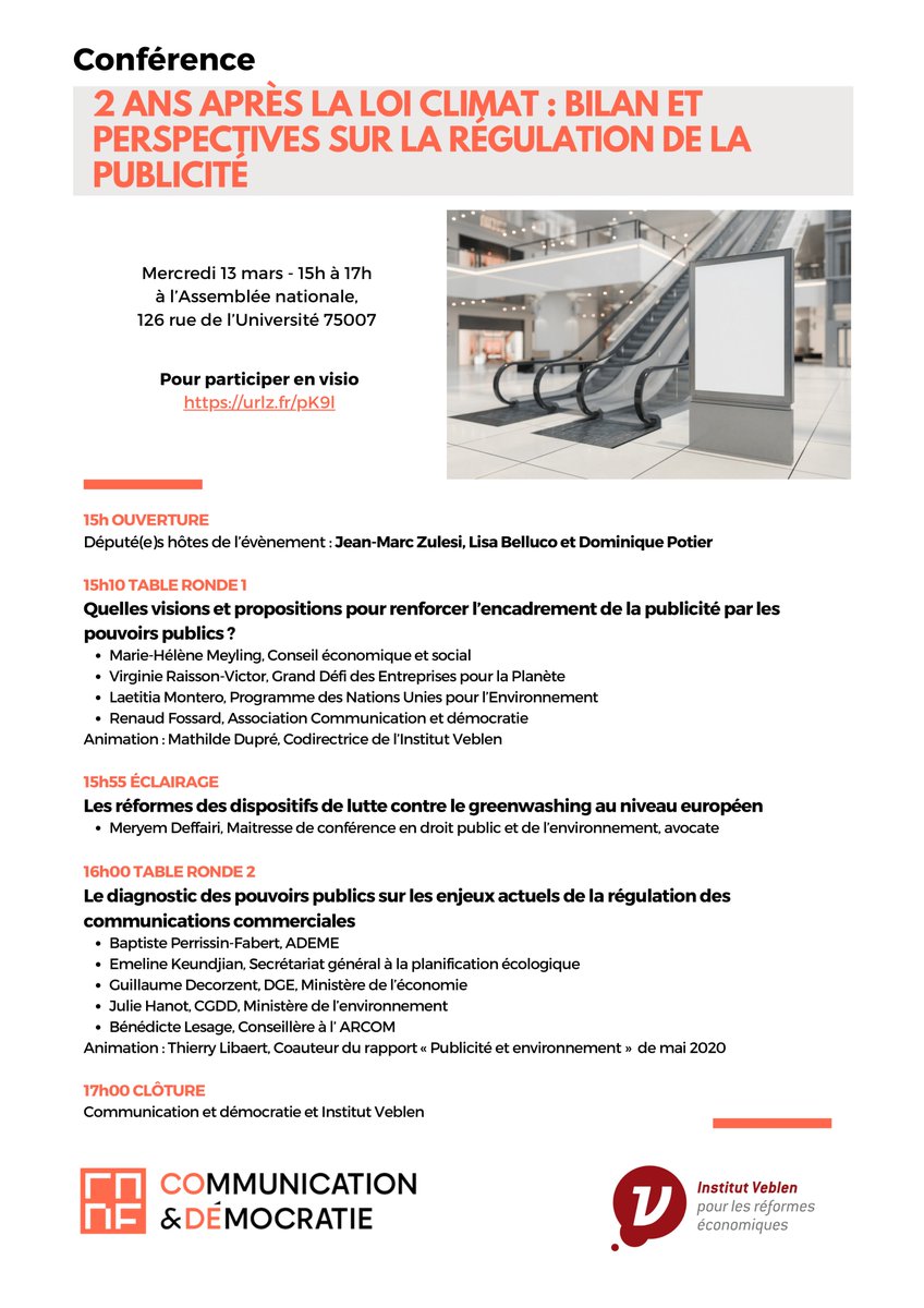 ComDemocratie's tweet image. Le dialogue de haut niveau à l&apos; Assemblée nationale sur les enjeux de régulation de la #publicité, c&apos;est demain.
2 ans après la #LoiClimat et après plusieurs rapports sur le sujet, il était temps de faire le point.
#comresponsable #greenwashing
Programme &amp;amp; inscriptions visio
⬇️⬇️