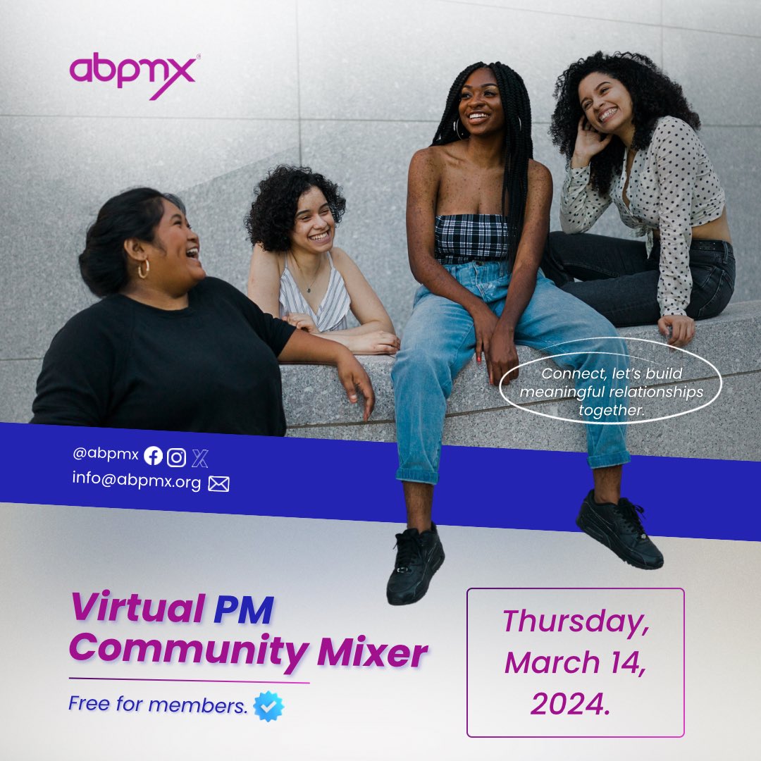 abpmx_hq's tweet photo. We're thrilled to share that our Project Management Community Mixer event is scheduled for Thursday, March 14, 2024, starting at 6pm UK time and 7pm WAT. Join us for an evening of networking and connecting with fellow project managers! https://t.co/IfzVlQ2Nys