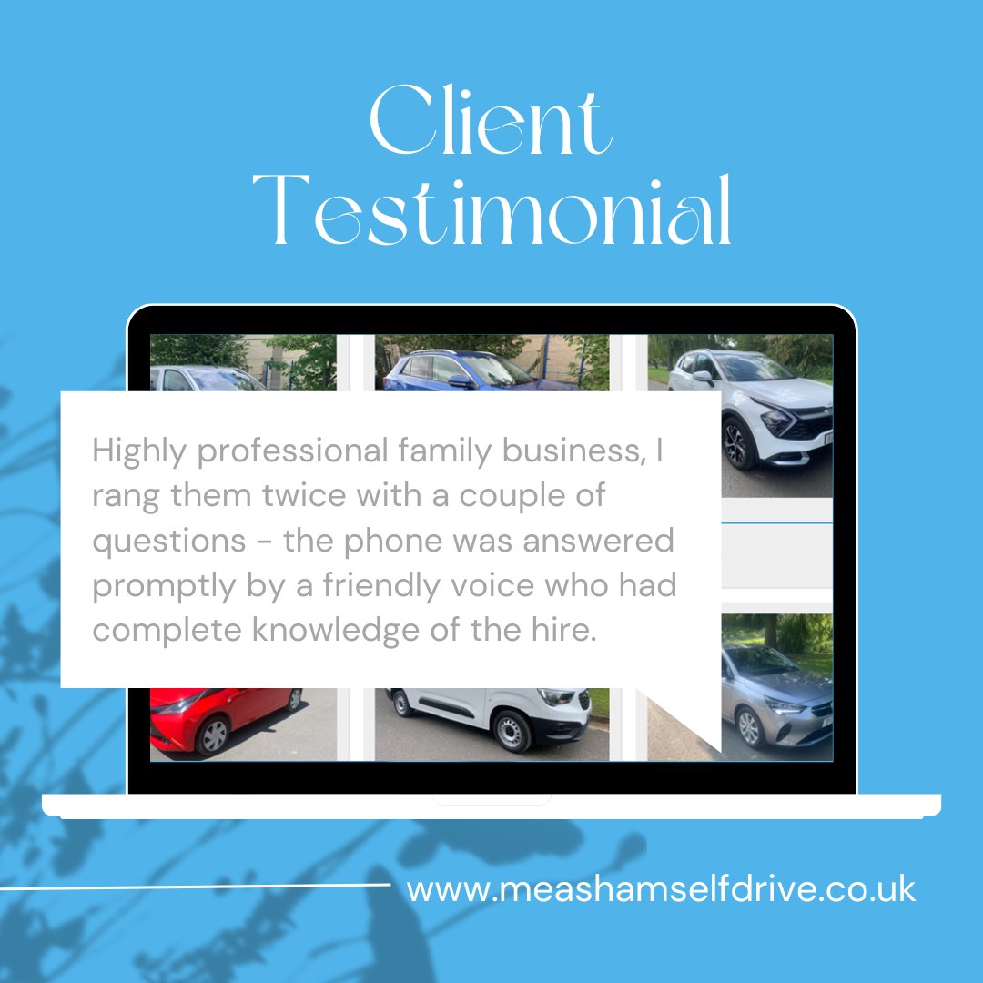 Meashams's tweet image. With over 50 years’ experience hiring cars and vans in London, we're experts at what we do. 

If you need a car, van, Luton or minibus, please call us on 0208 578 6858. 

#carhire #vanhire #minibushire #TestimonialTuesday #reviews