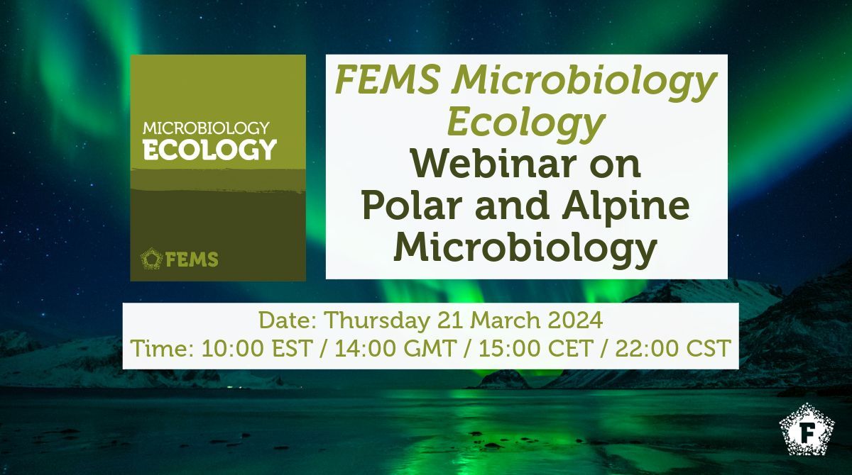Embark on an icy exploration with the #FEMSMicrobiolEcol Webinar on Polar and Alpine Microbiology. 

Cutting-edge research unveils the hidden microbial worlds of Greenland’s ice sheets, thawing permafrost &amp; irradiated snowpacks.

Register Now: us02web.zoom.us/webinar/regist…