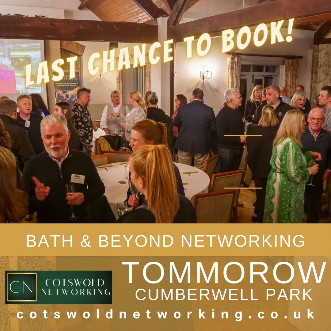 Last chance to book a ticket to the Bath & Beyond Networking Evening at Cumberwell Park Golf Club on March 13th. cotswoldnetworking.co.uk/membership/13t… #cotswoldnetworking #bathbusiness #bradfordonavon #bathandnortheastsomerset #bathbusiness #trowbridge #trowbridgebusiness #corshamwiltshire