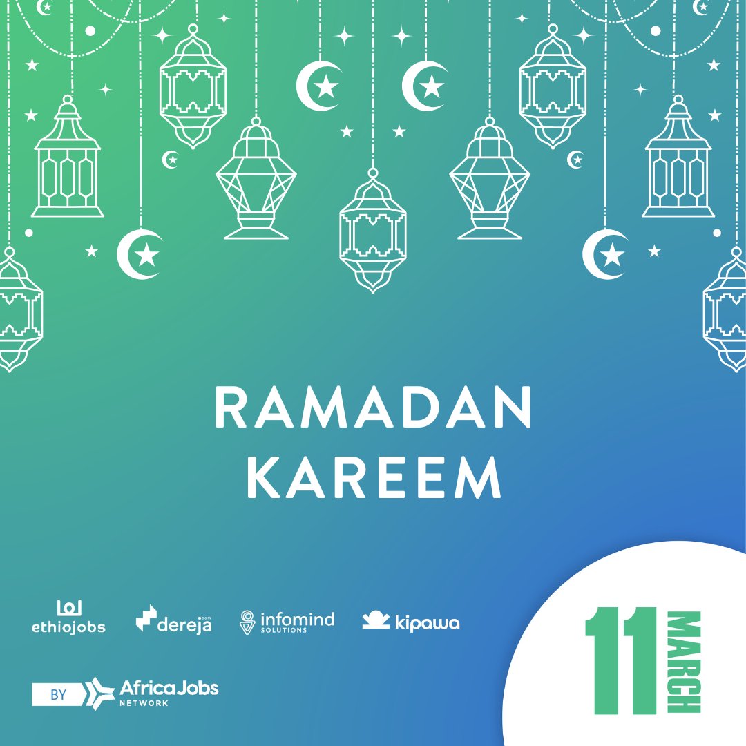 Wishing you a joyous Ramadan filled with peace, blessings, and profound spiritual enlightenment! The Ethiojobs Team hashtag #ethiojobs #ramadan2024 #ramadankareem