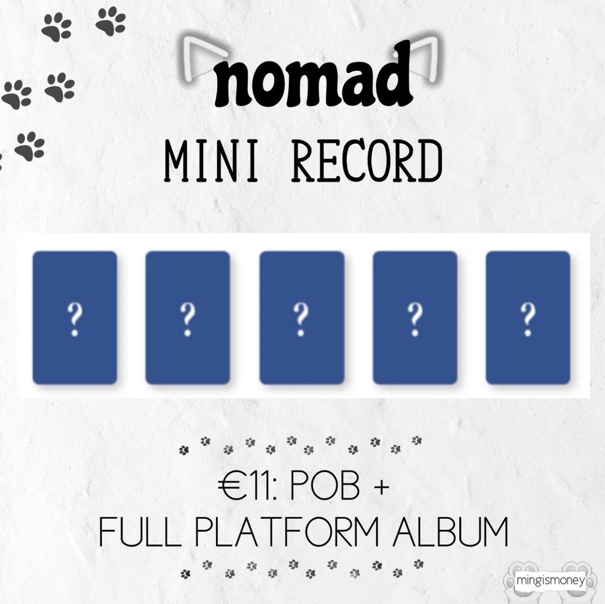 woobinsfate's tweet image. My current open nomad gos 💗

MINI RECORD (PLATFORM ALBUM):
Doy ❌
Sangha ✅
One ✅
Rivr ✅
Junho ✅
Ot5 ✅

FLNK (DIGIPAK)
Doy ✅
Sangha ✅
One ✅
Rivr ✅
Junho ✅
Ot5 ✅

Let me know if anyone needs 🥰

#NOMAD #NOMADGO #노매드
