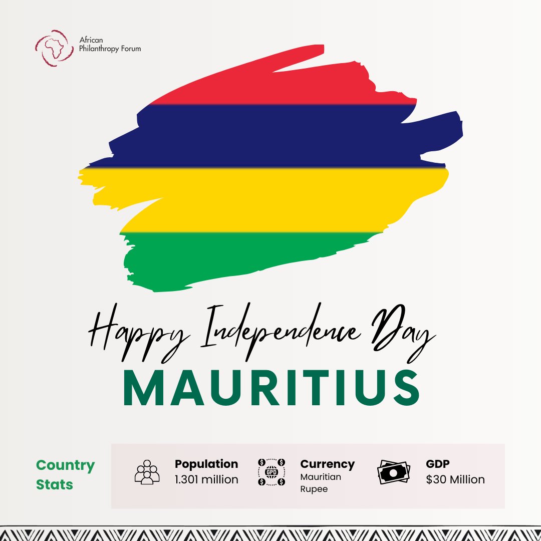 APForg's tweet photo. Happy Independence Day Mauritius!
#independenceday #MauritiusIndependence #africanphilanthropy #apforg https://t.co/wLYgsBI03Y