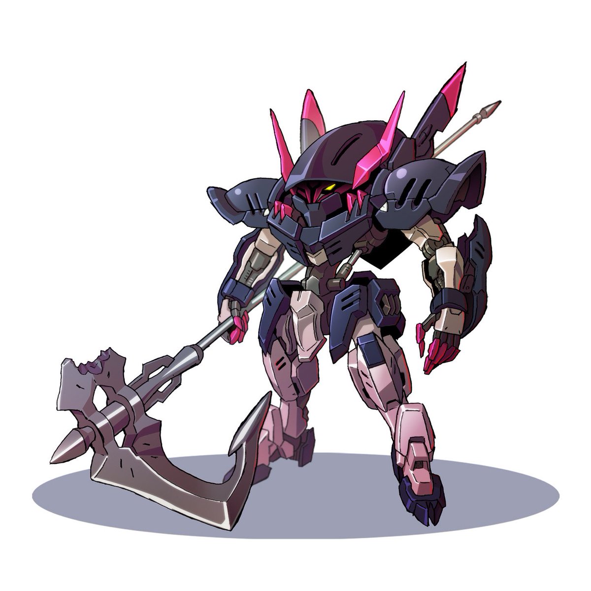 mecha robot no humans axe solo shield chibi  illustration images