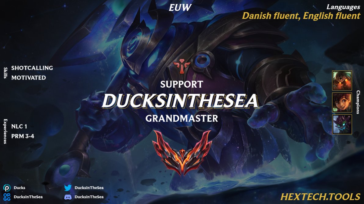 I am still under contract, but I have been allowed to look for options for the next split.  I moved up to <a href="/DMGesportGG/">DMG Esports</a> NLC 1 team in the middle of the split, after going 4-0 in NLC regionals. Any offers welcome