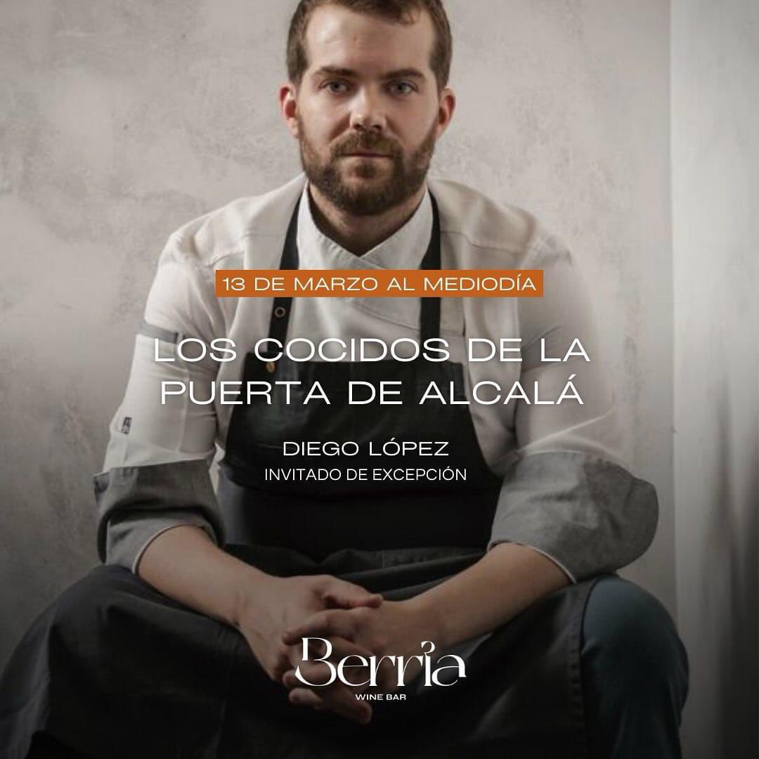 LOS COCIDOS DE LA PUERTA DE ALCALÁ en <a href="/berriawinebar/">berriawinebar</a>

Miércoles 13 de marzo, a las 14,15, <a href="/diegomolineras/">Moli</a>, de La Molinera, cocinero del año 2014 en Galicia, ofrecerá su famoso cocido de Lalín, con los chefs anfitriones, Javier Pérez-Batallón y Juanjo López de <a href="/TasquiEnfrente/">Tasquita de Enfrente</a>