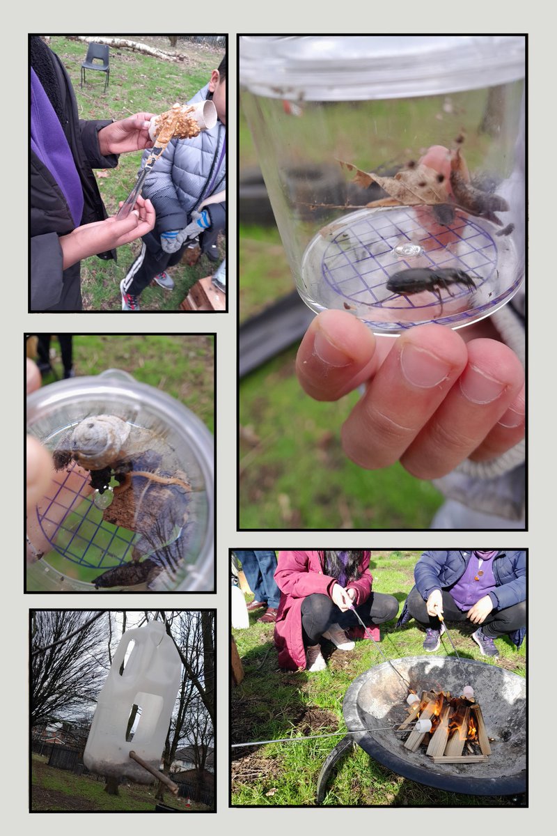 In our forest school sessions we have been doing plenty of interesting activities. We loved collecting/examining minibeasts in our forest school,created some bird feeders to encourage diversity of species around us. we also made fire and cooked marshmallows on it.What a treat!!