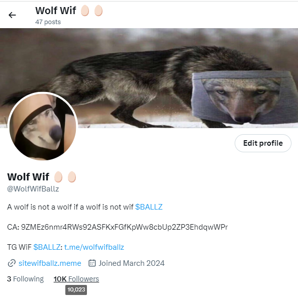 WolfWifBallz's tweet photo. 10k Followers Wif $BALLZ https://t.co/AWfL0BPlGx
