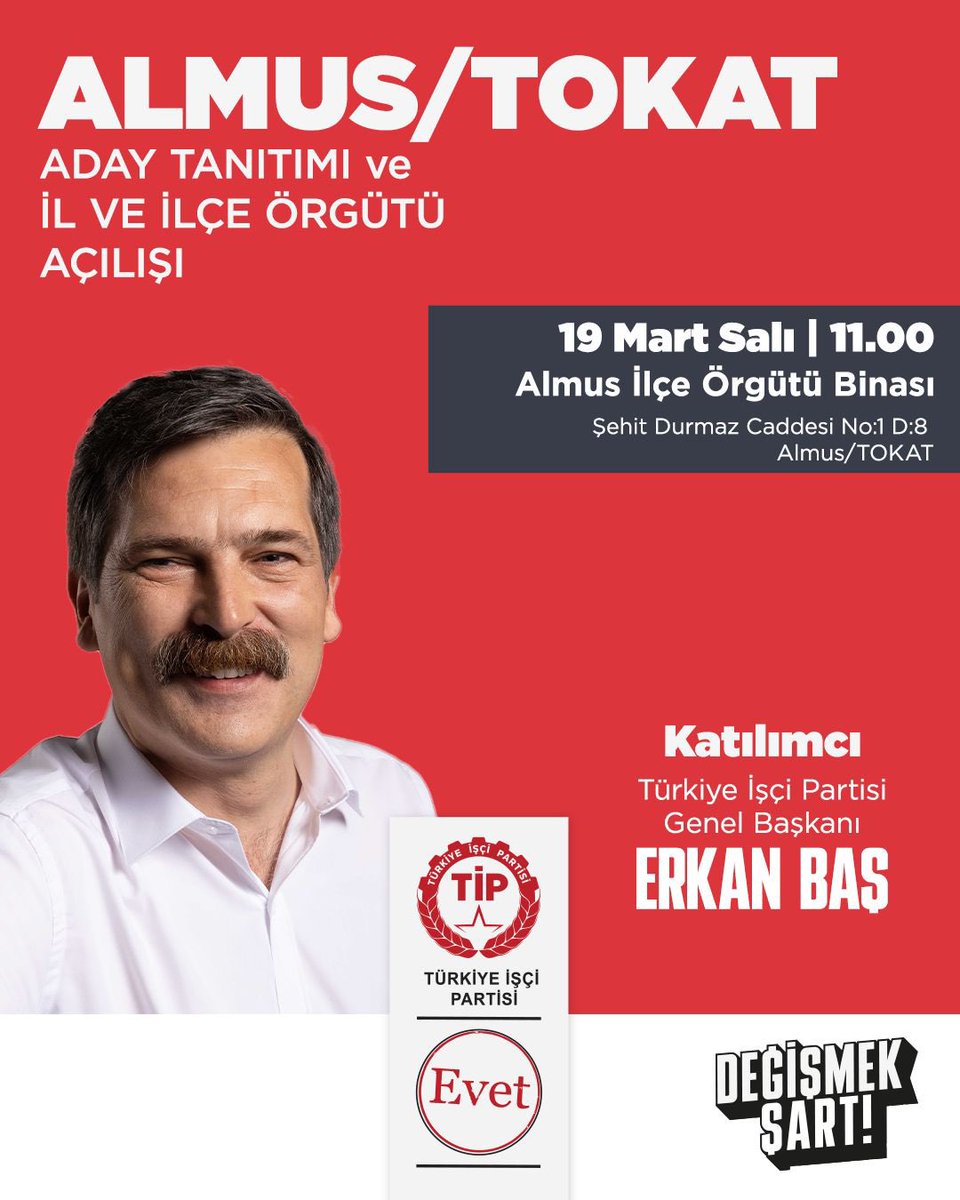 tiptokat's tweet photo. Genel başkanımız Erkan Baş’ın katılımıyla 19 Mart Salı günü İl ve İlçe örgütümüzü açacağız. Tüm halkımız davetlidir! https://t.co/ognnE4R3tq